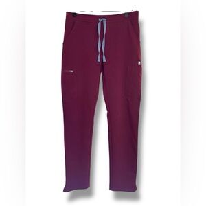 FIGS High Waisted Yola Skinny Scrub Pants TW2000R PO1618 Burgundy EUC Sz XS